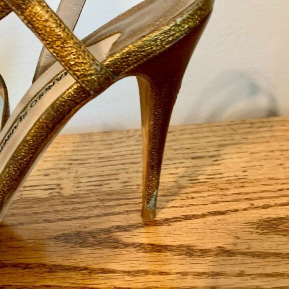 Manolo Blahnik Copper Gold 2000s y2k Strappy heels 36 Sandal Stiletto Carrie - Picture 5 of 16